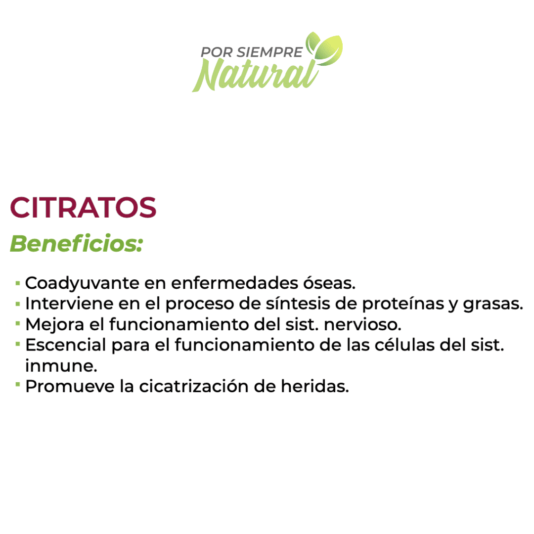 Citratos Calcio Magnesio Potasio Zinc 250g